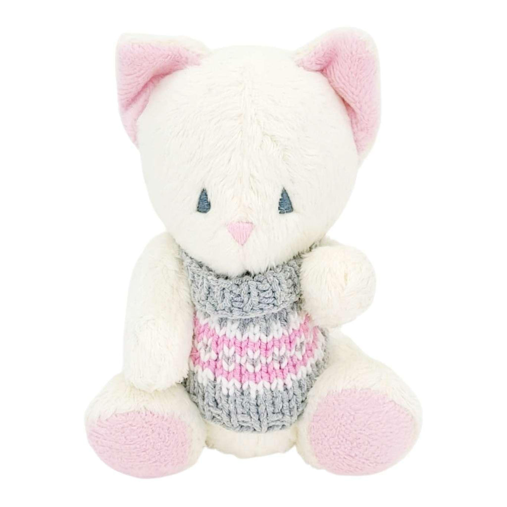 Plush - White Cat in Sweater (Gray Pink) by Frank and Bubby