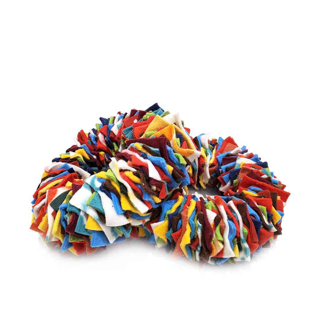 Pet Toy - Large 10in - Snuffle Donut (Red Blues Brights) by Superb Snuffles