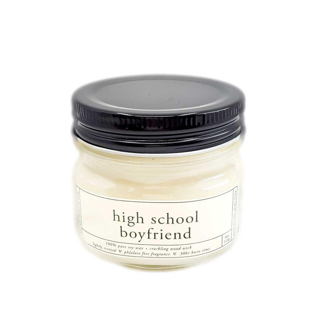 Candles - High School Boyfriend Soy Wax Wooden Wick (Asst Sizes) by Sugar Sidewalk