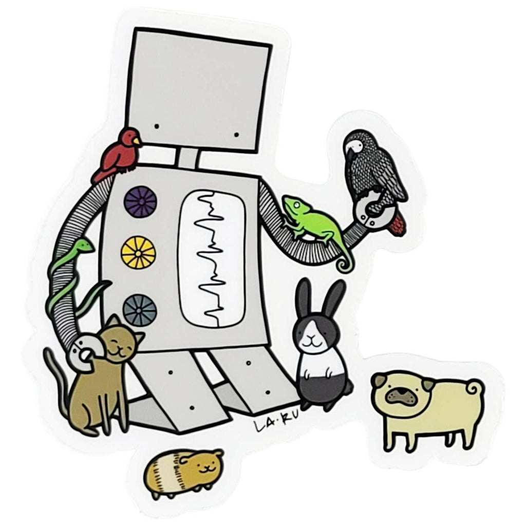 Sticker Vinyl - Robot Loves Animals (Transparent) by La Ru