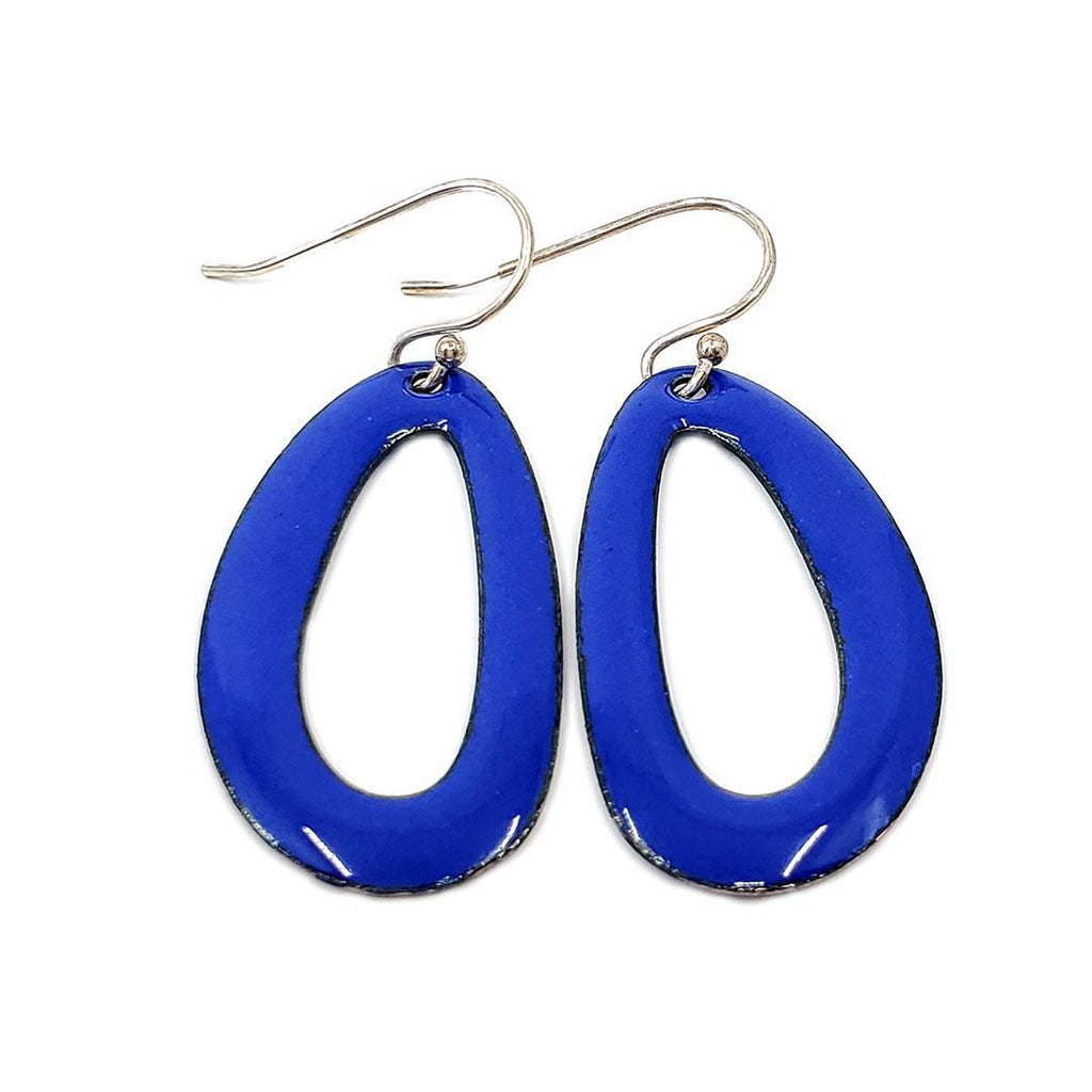 Earrings - Organic Oval (Solid Cobalt Blue) by Magpie Mouse Studios