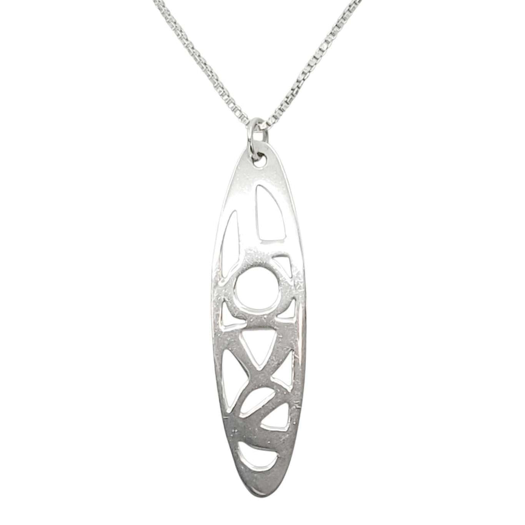 Necklace - LOVE Cutout Long Oval Pendant 24in Chain (Sterling Silver) by imakecutestuff