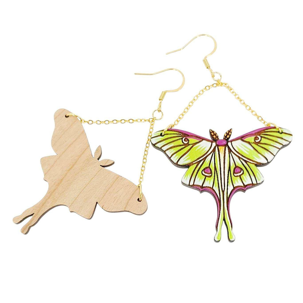Earrings - Luna Moth (Gold French Hooks) by Fresh Cuttery