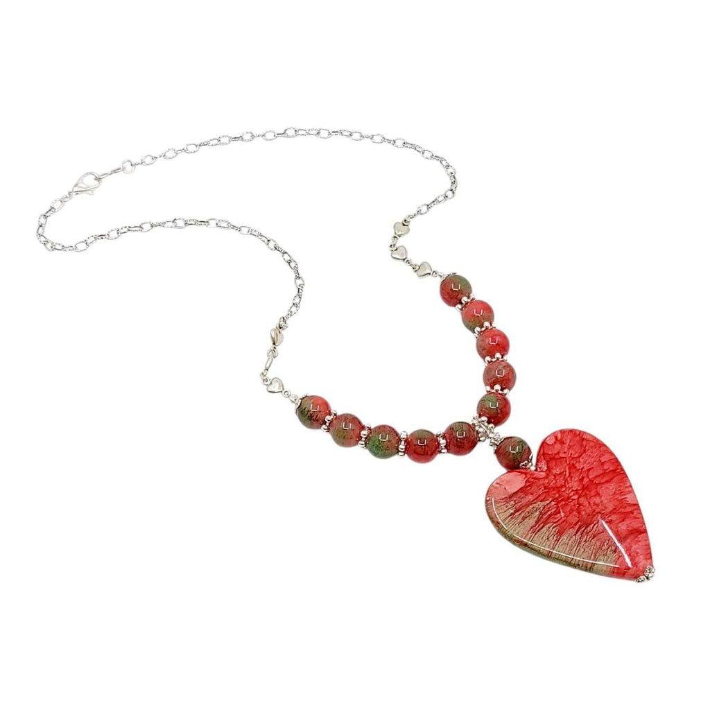 Necklace - Ceramic Heart (Red and Green) by Tiny Aloha