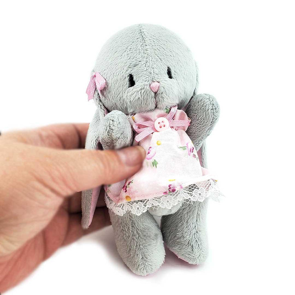 Plush - Gray Bunny in Flower Dress by Frank and Bubby
