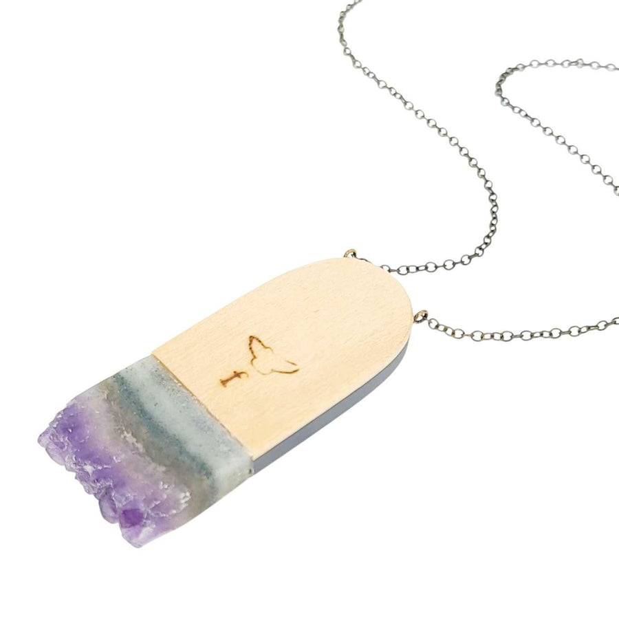 Necklace - Jasper Moons Crystal (Gunmetal) by Fernworks, image 6 of 7