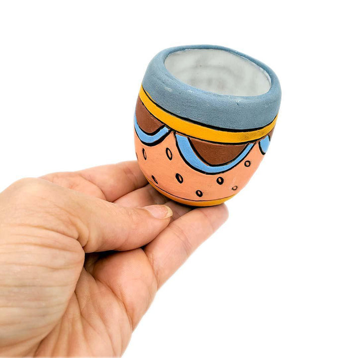 Tiny Cup - 2.5in - Blue Orange Peach Seeds by Leslie Jenner Handmade