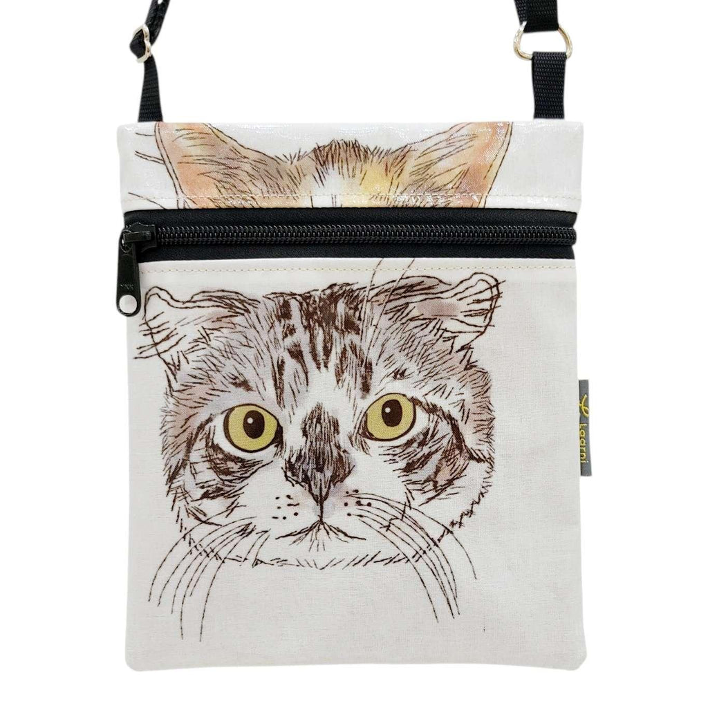 Bag - Small Crossbody (Cat Faces on White) by Laarni and Tita