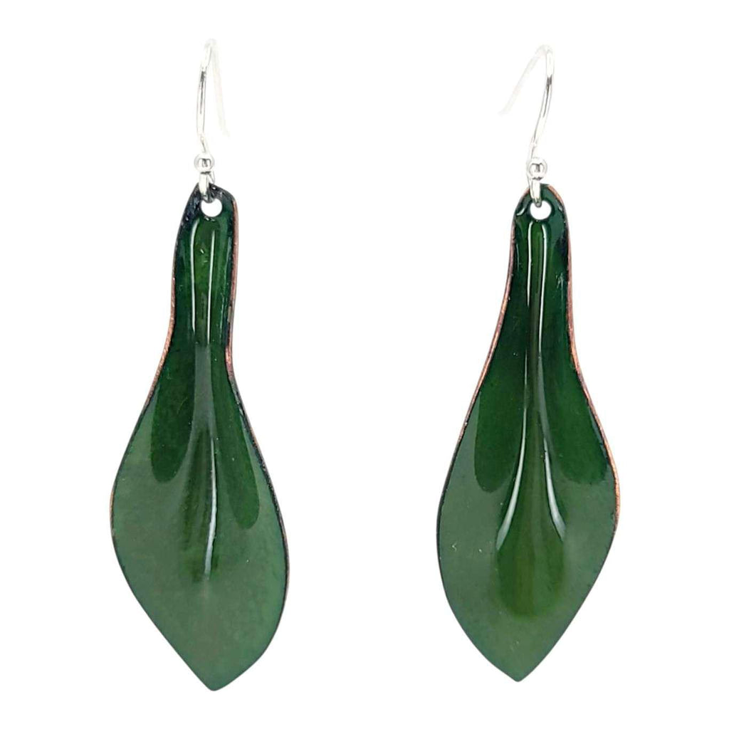 Earrings - Small Folded Leaf (Dark Green Solid) by Magpie Mouse Studios