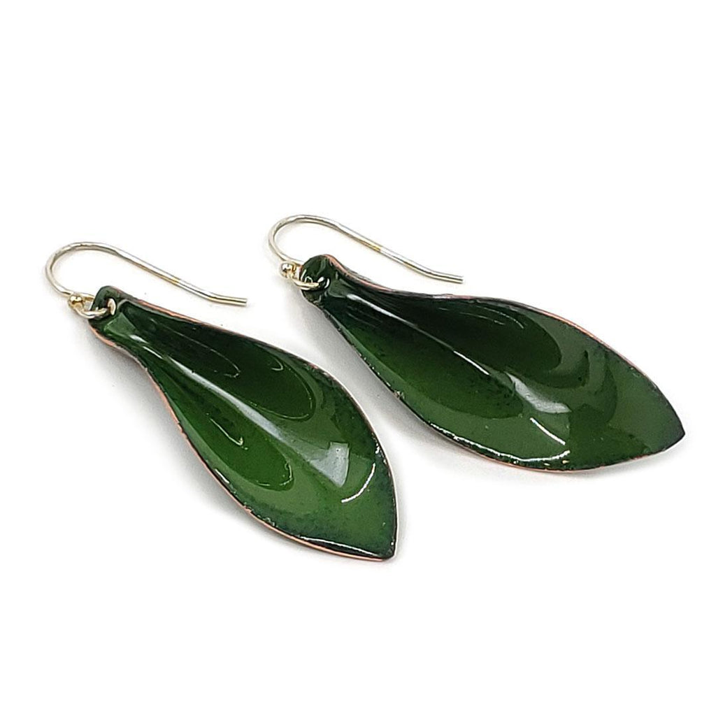 Earrings - Small 3D Leaves (Forest Green) by Magpie Mouse Studios