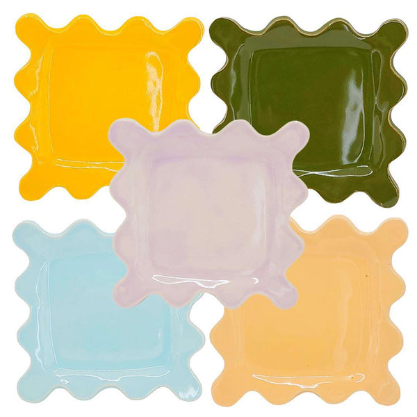 Dish - Square Squiggle Plate (Assorted Colors) by MUD WITCH