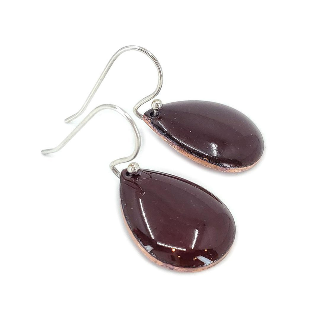 Earrings - Small Teardrop Solid (Espresso Brown) by Magpie Mouse Studios