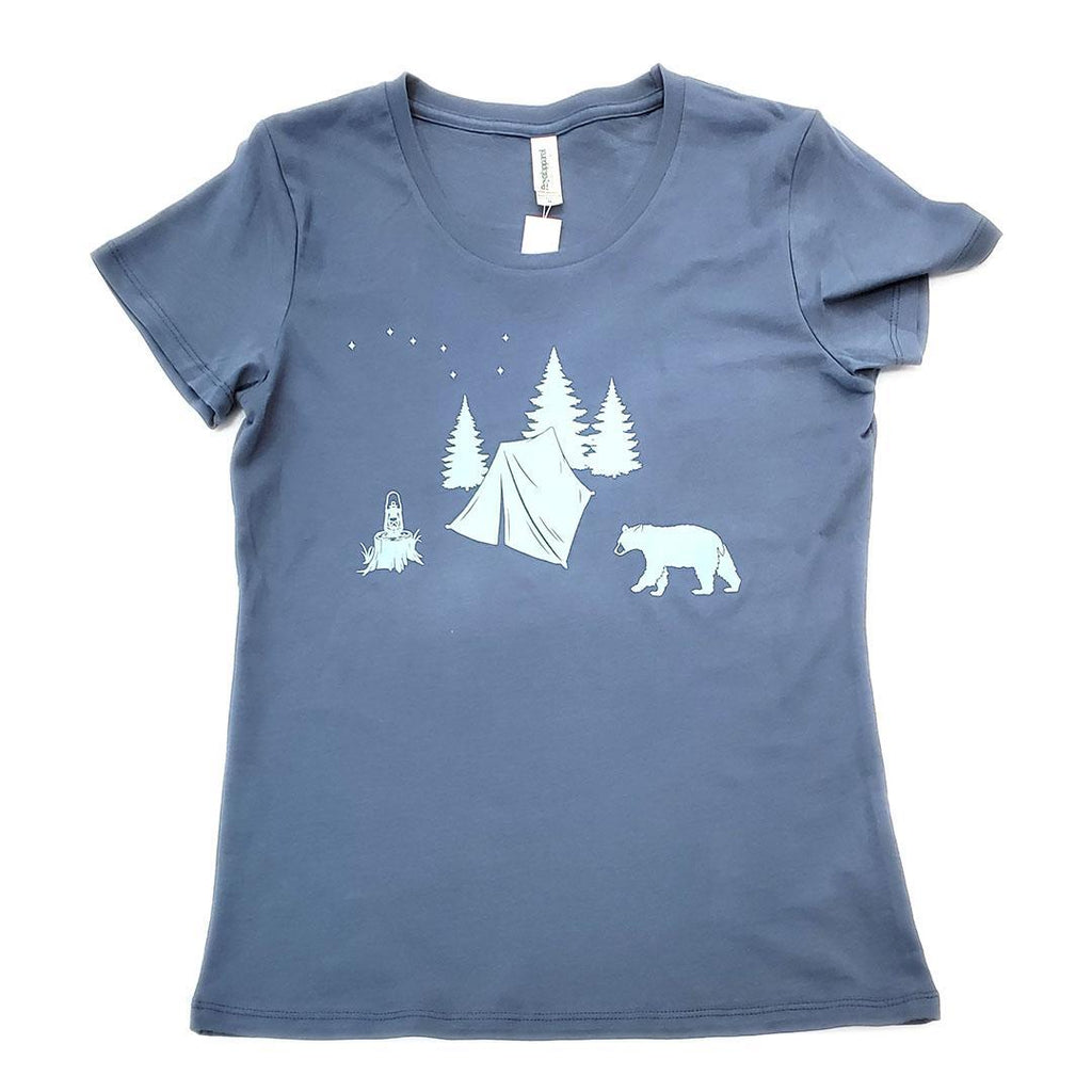 Short Sleeve - Blue Camping Fitted Tee by Uzura
