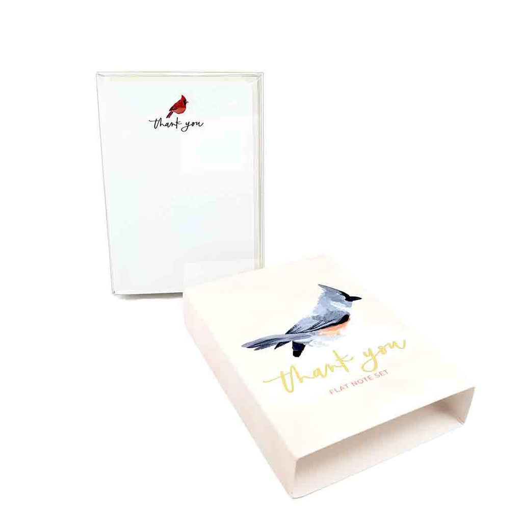 Boxed Set - Set of 20 Flat Note Cards - Thank you Birds by 1Canoe2