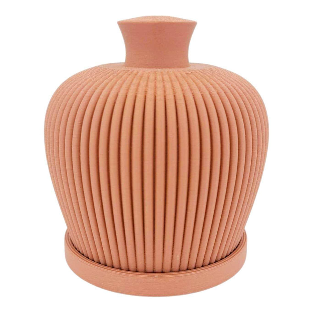 Thumb Pot - Ribbed Water Bell with Drip Tray (Terracotta) by Rosebud Homegoods