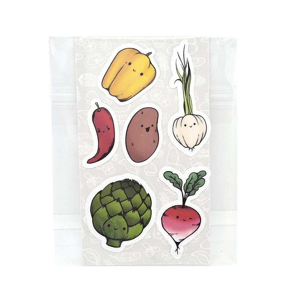 Tiny Stickers - Set of 6 - Veggie Friends (Assorted) by World of Whimm