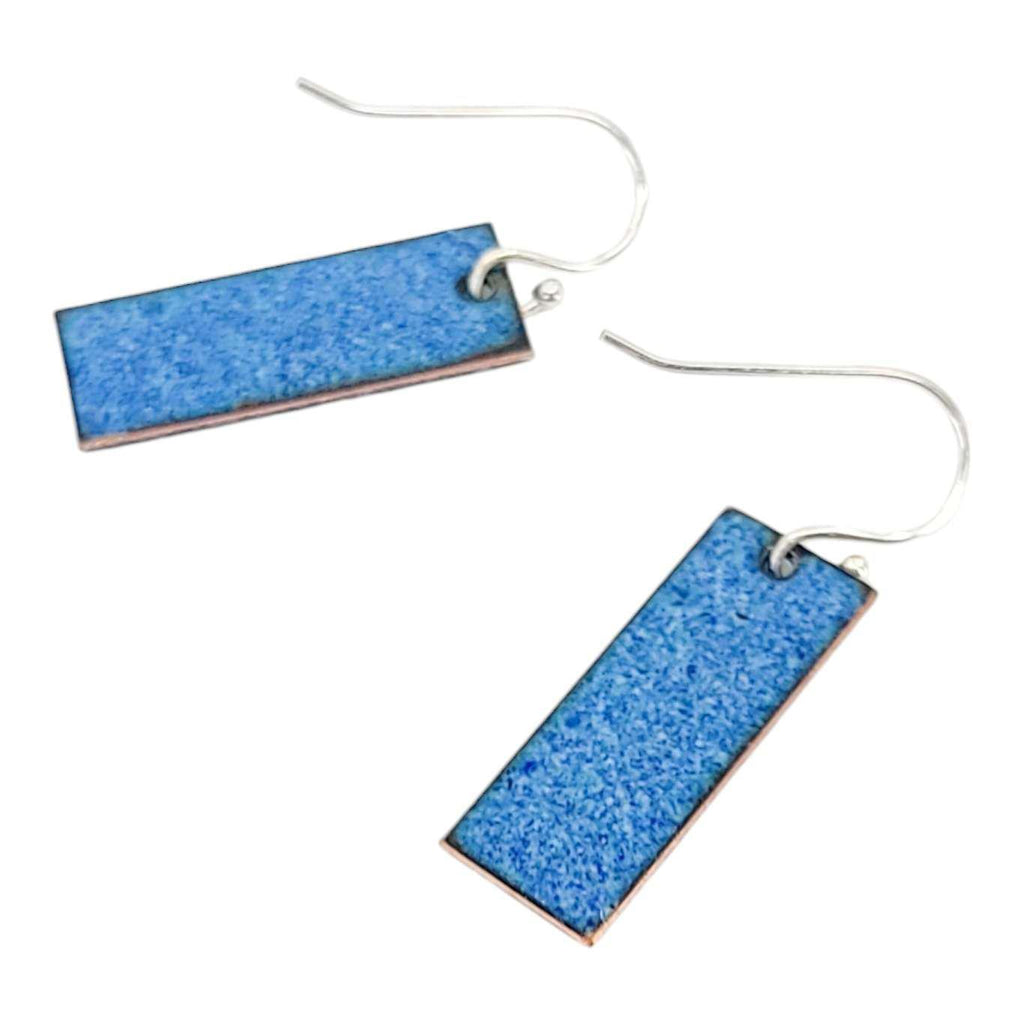 Earrings - Slim Rectangle Abstract Dots (Lt Blue Background) by Magpie Mouse Studios