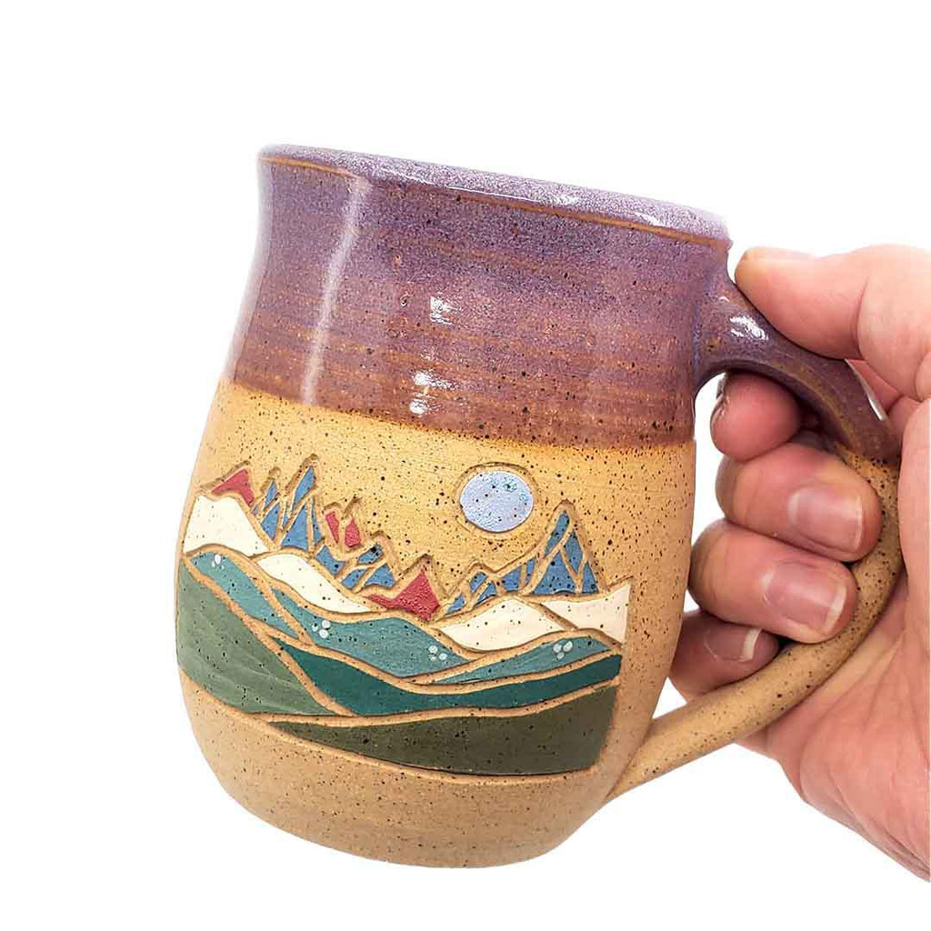 (20% Off) Mug - 16oz - Mountain Mug - Purple Moon by Forest Jeannie Pottery