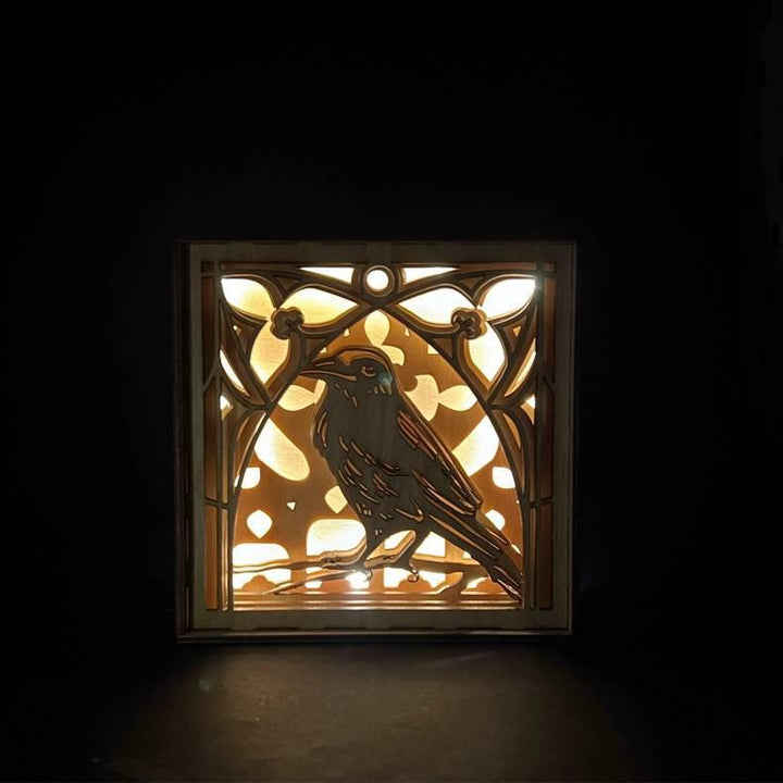 Lighted Shadowbox - Gothic Raven by Squirrel Tacos Papercuts