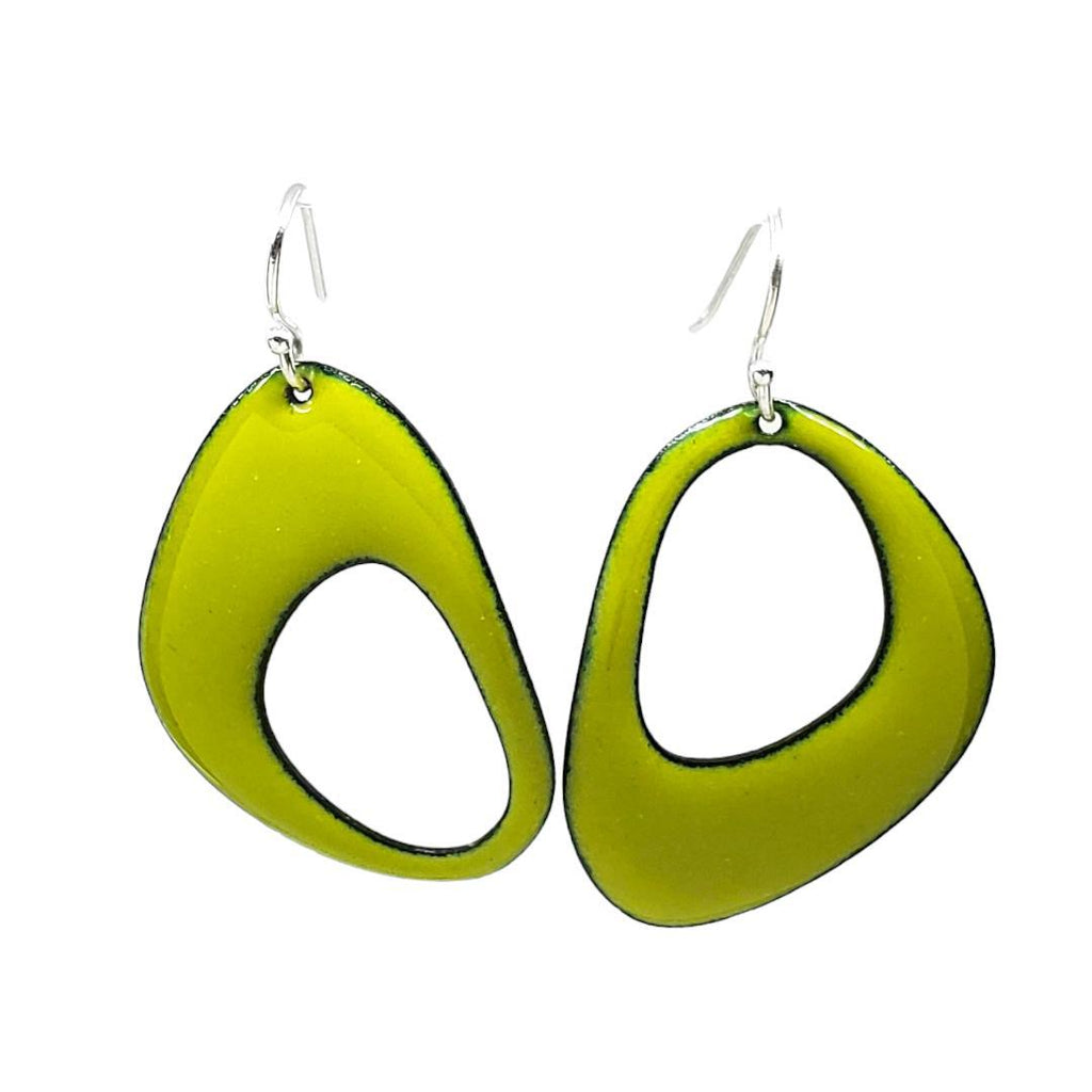 Earrings - Retro Asymmetrical Open (Lime Green) by Magpie Mouse Studios