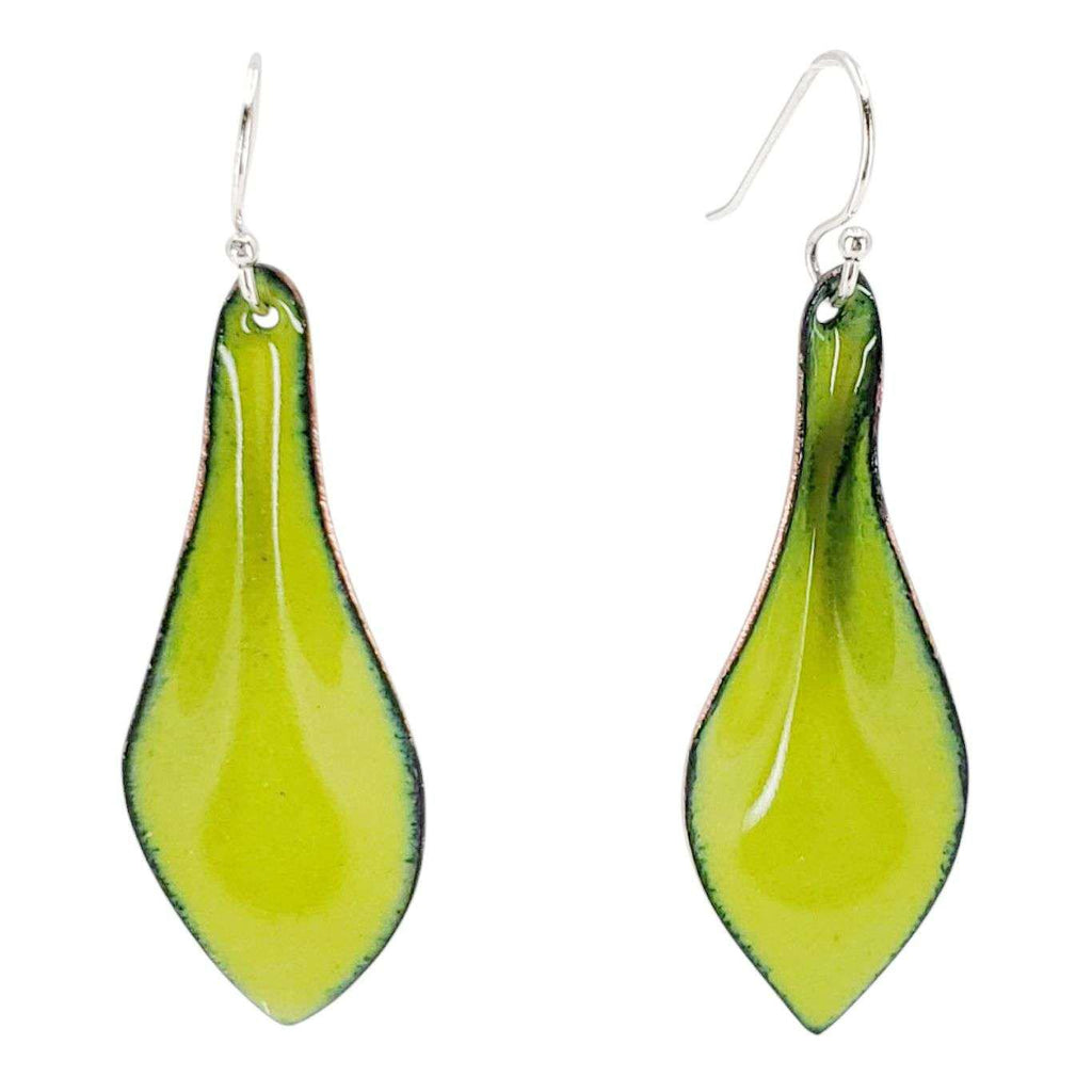 Earrings - Folded Small Leaf (Lime Green) by Magpie Mouse Studios