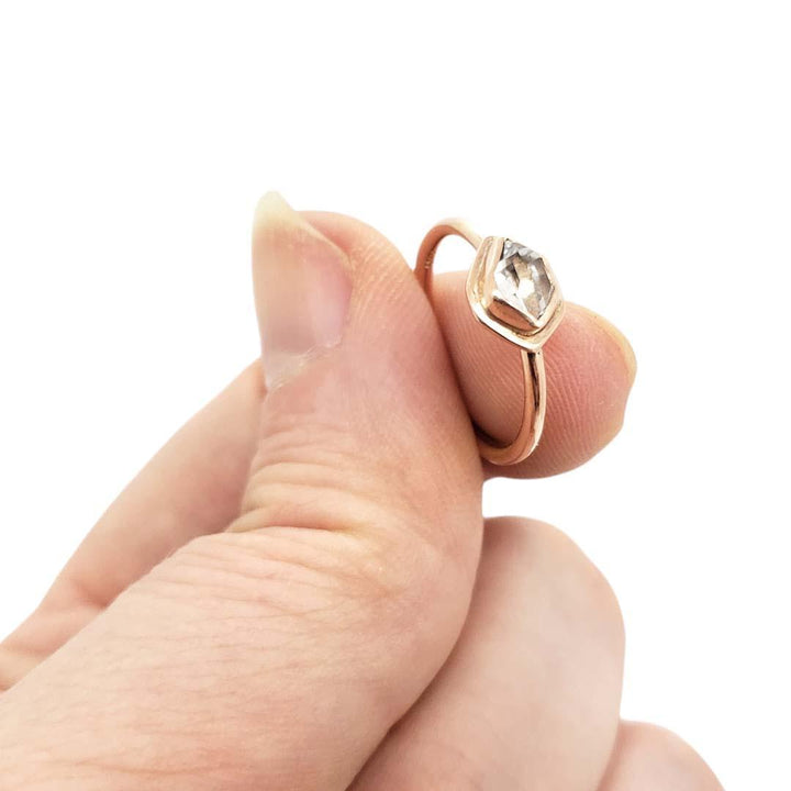 Ring - Size 5 - Glacier Mini Horizontal Herkimer in 14k Rose Gold by Storica Studio