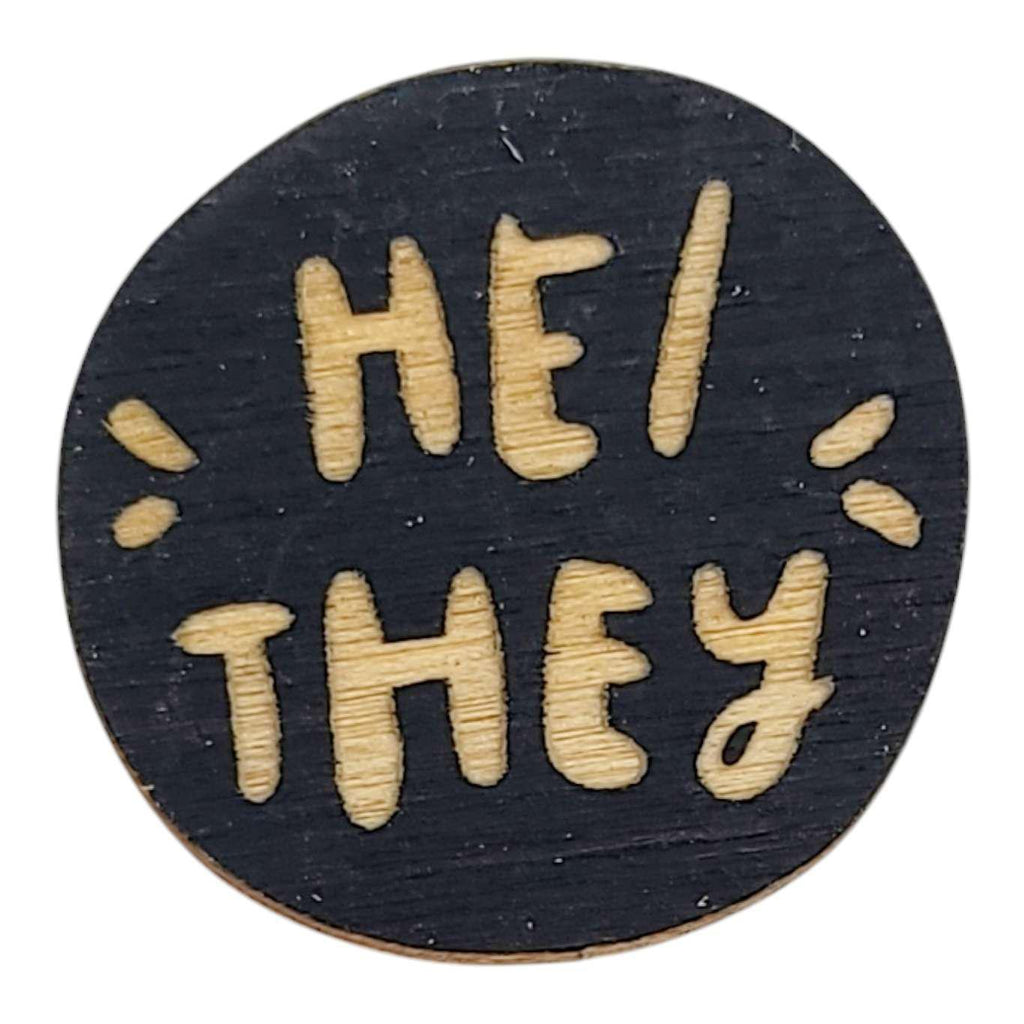 Pronoun Pins - He/They (Assorted Colors) by SnowMade