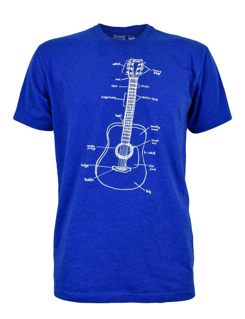 Adult Crew Neck - Guitar Lessons Royal Blue Tee (S - 2X) by Slow Loris