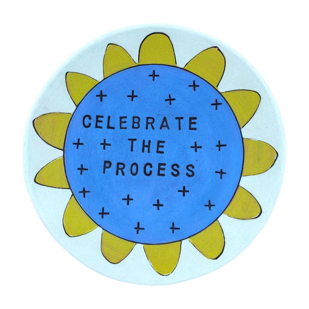 Ring Dish - 5in - Celebrate the Process (Bright Blue) by Leslie Jenner Handmade