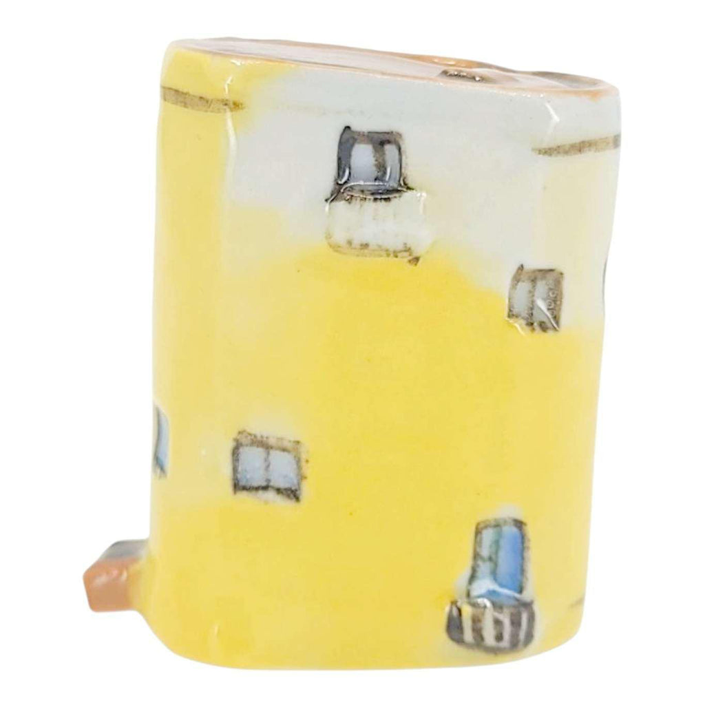 Collectible - Tiny House - Library (Yellow Walls, Brown Roof, Red Door) by Mist Ceramics