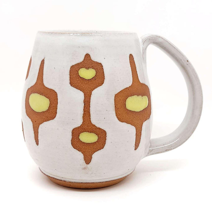Mug - Mid-Century Modern in White and Yellow by Fern Street Pottery