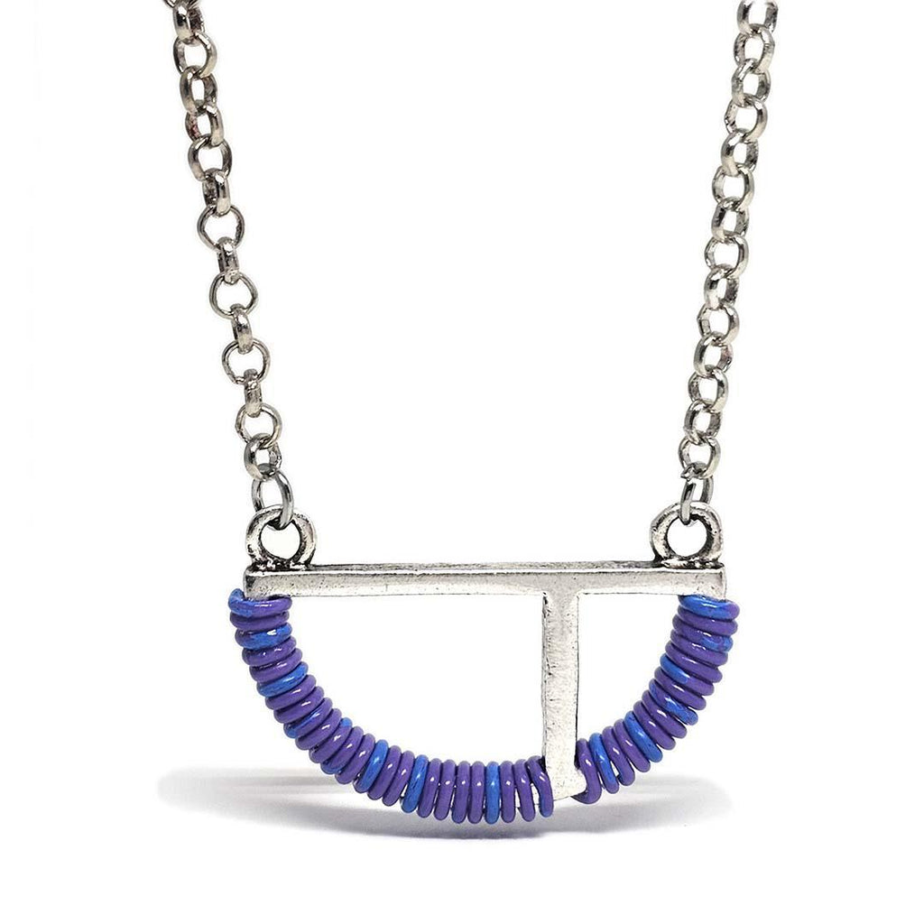 Necklace - Split Half Circle (Purple Telecom Wire) by XV Studios