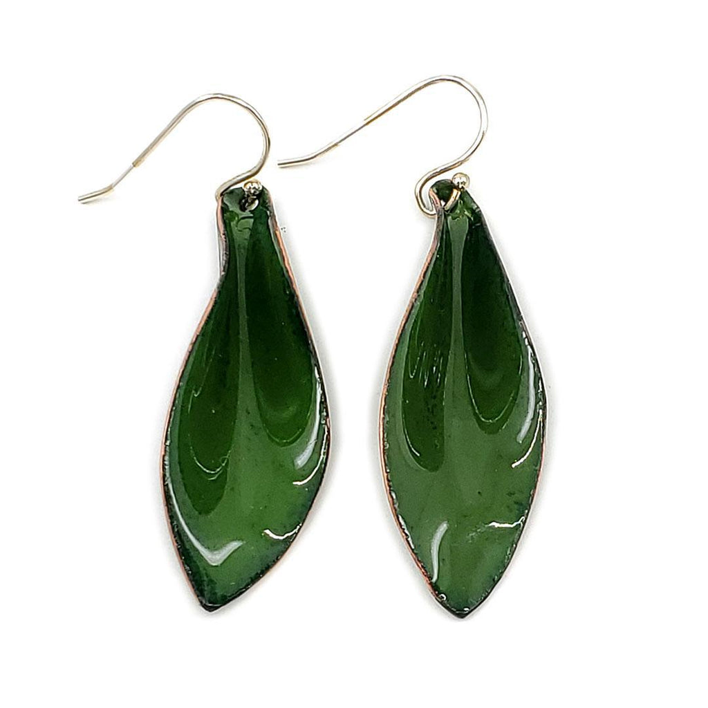 Earrings - Small 3D Leaves (Forest Green) by Magpie Mouse Studios