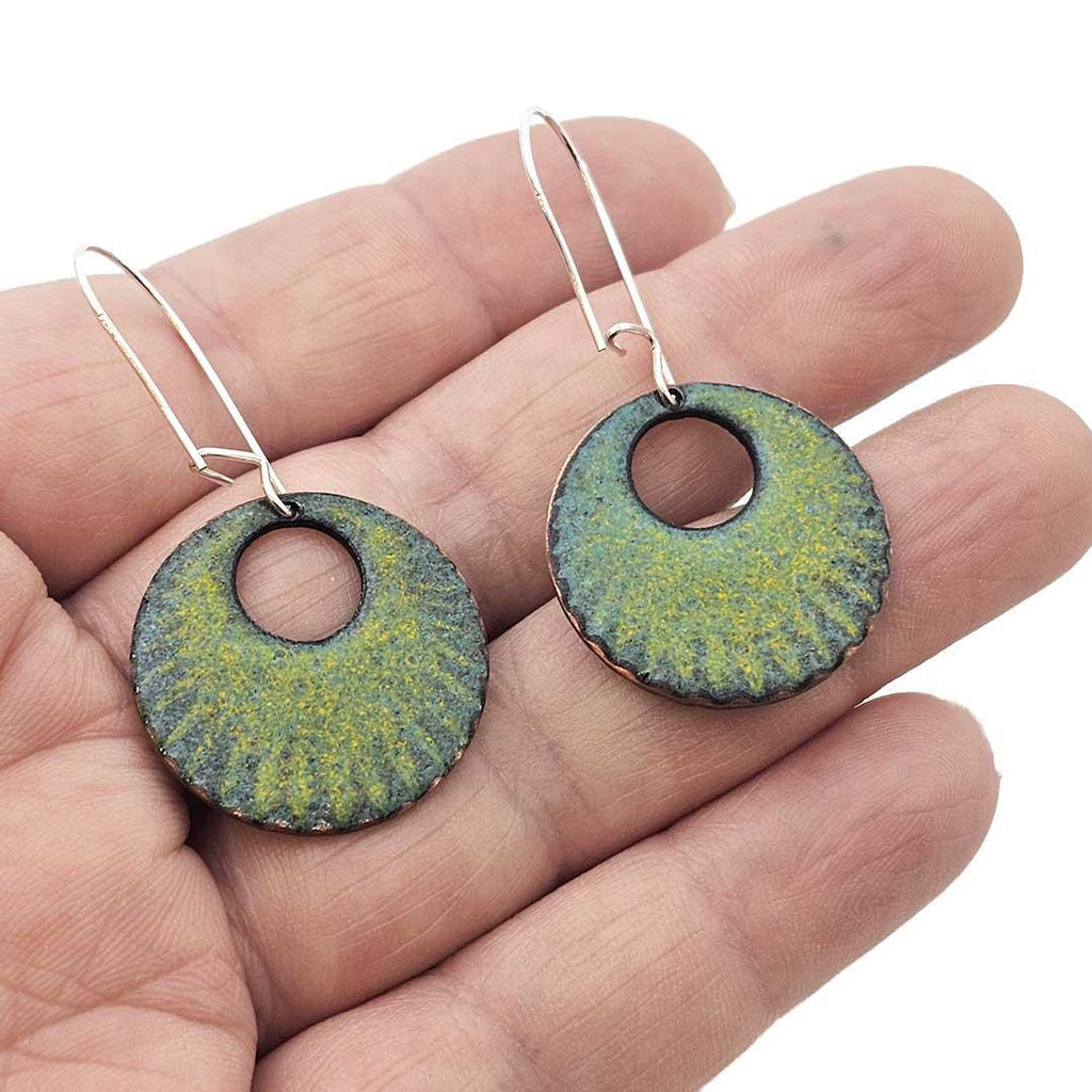 Earrings - Offset Circle (Solid Teal) by Magpie Mouse Studios