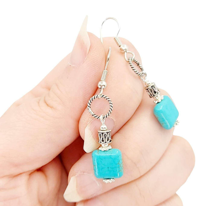 Earrings - Square Ring Drops (Howlite) by Tiny Aloha