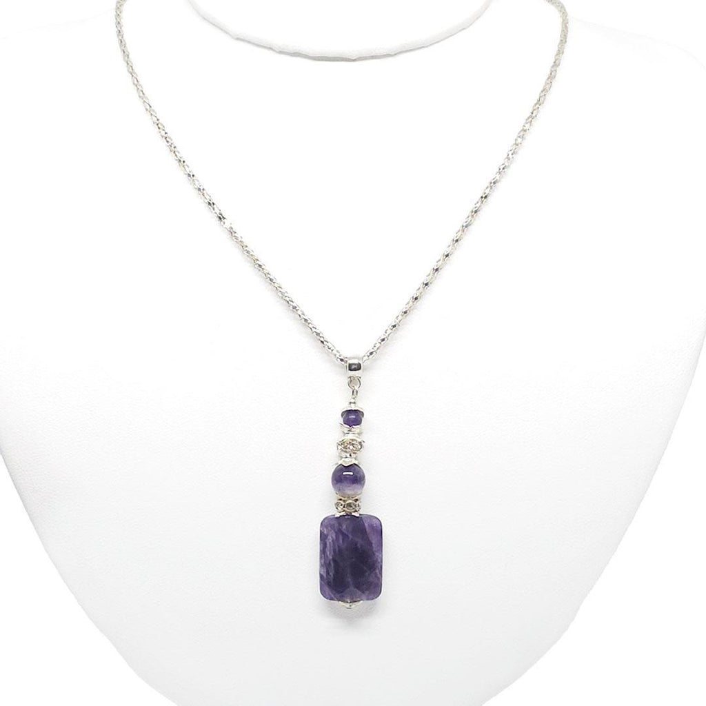 Necklace - Amethyst faceted pillow beads Silver Plate Harlequin chain by Tiny Aloha