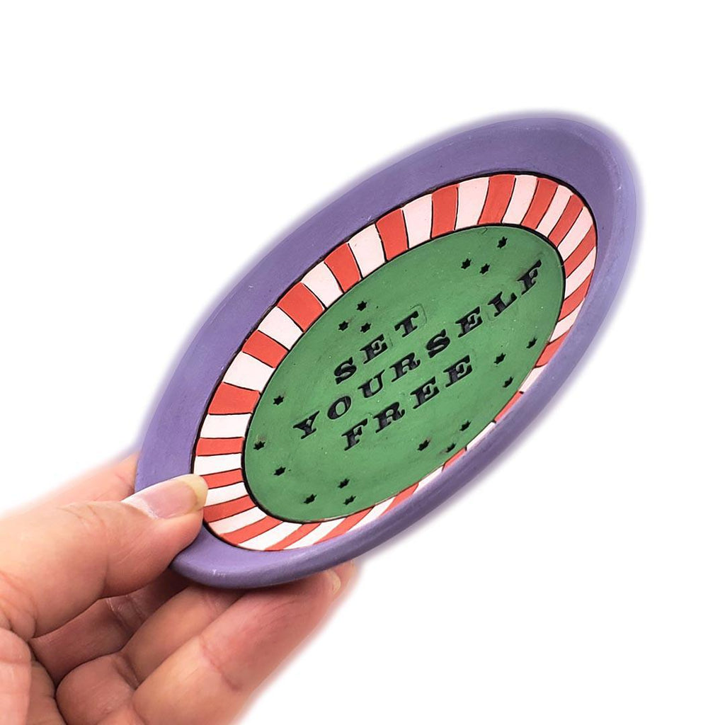 Ring Dish - 5in - Set Yourself Free (Assorted Colors) by Leslie Jenner Handmade