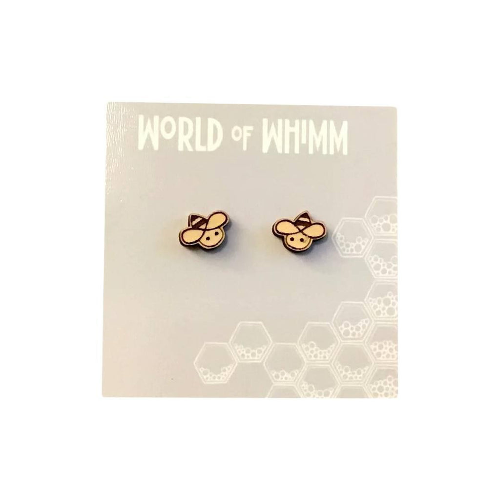 Earrings - Wooden Bee Posts by World Of Whimm