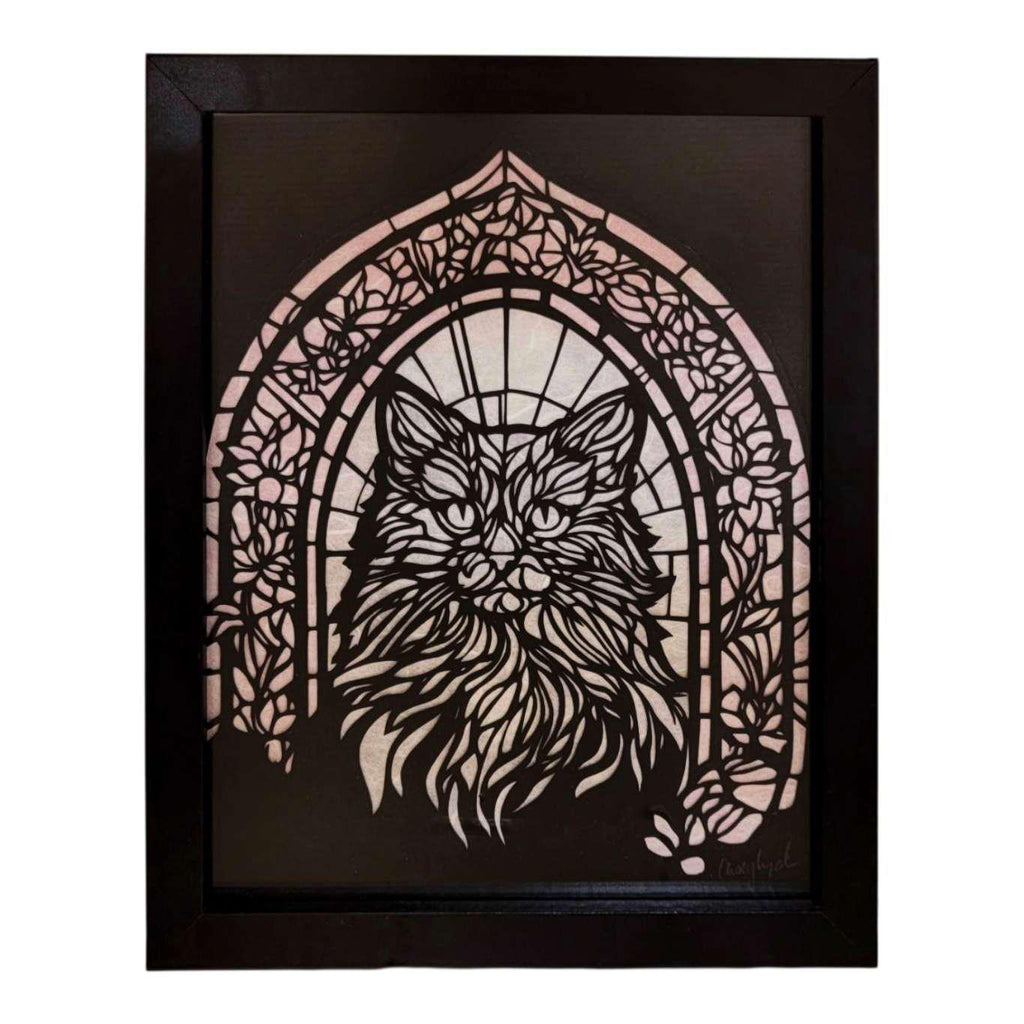 Lightbox - Hand Cut Paper Animal (Cat) by Squirrel Tacos Papercuts