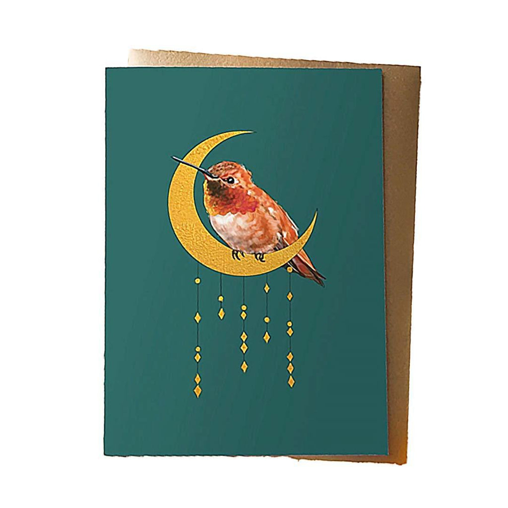 Card - Hummer in The Moon (Forest Green) by Darcy Goedecke