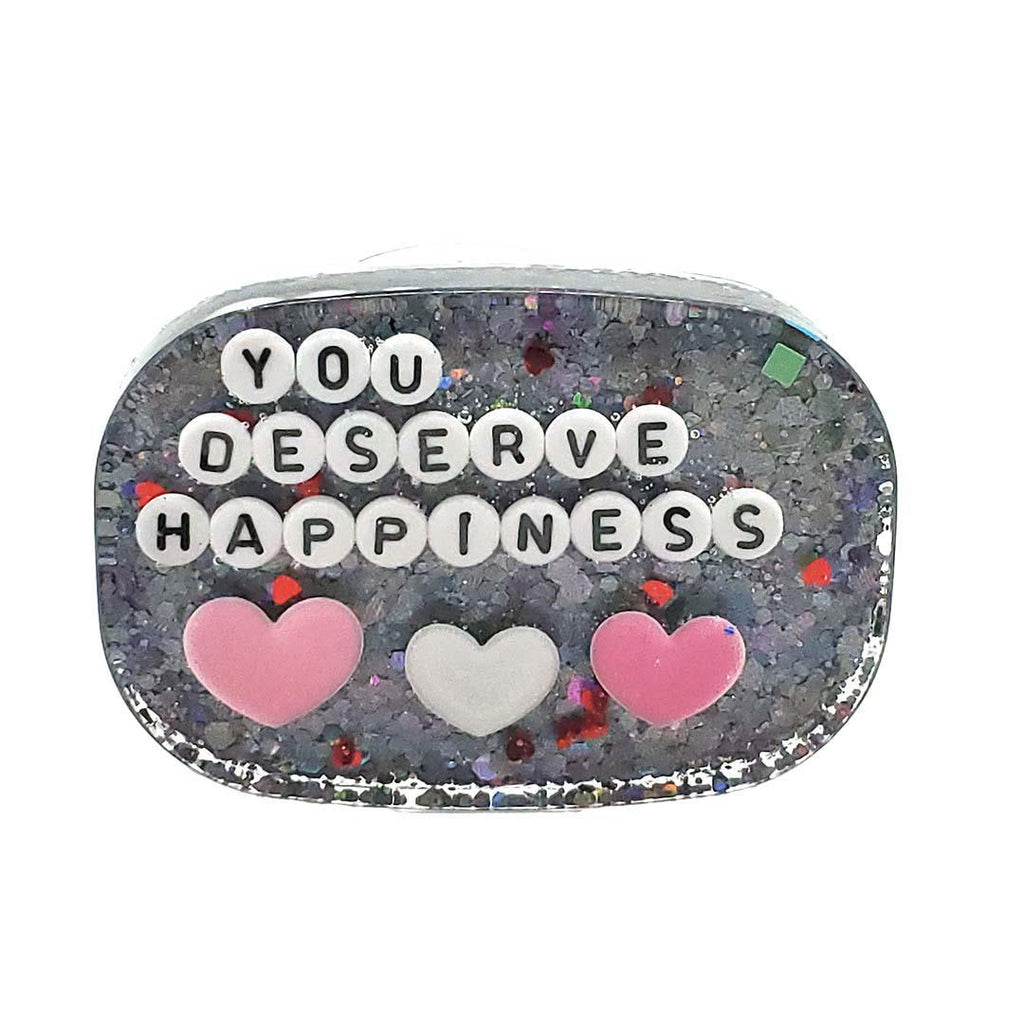 Shower Art - Small - You Deserve Happiness - 3 Hearts (Silver Sparkle) by Ugly Baby