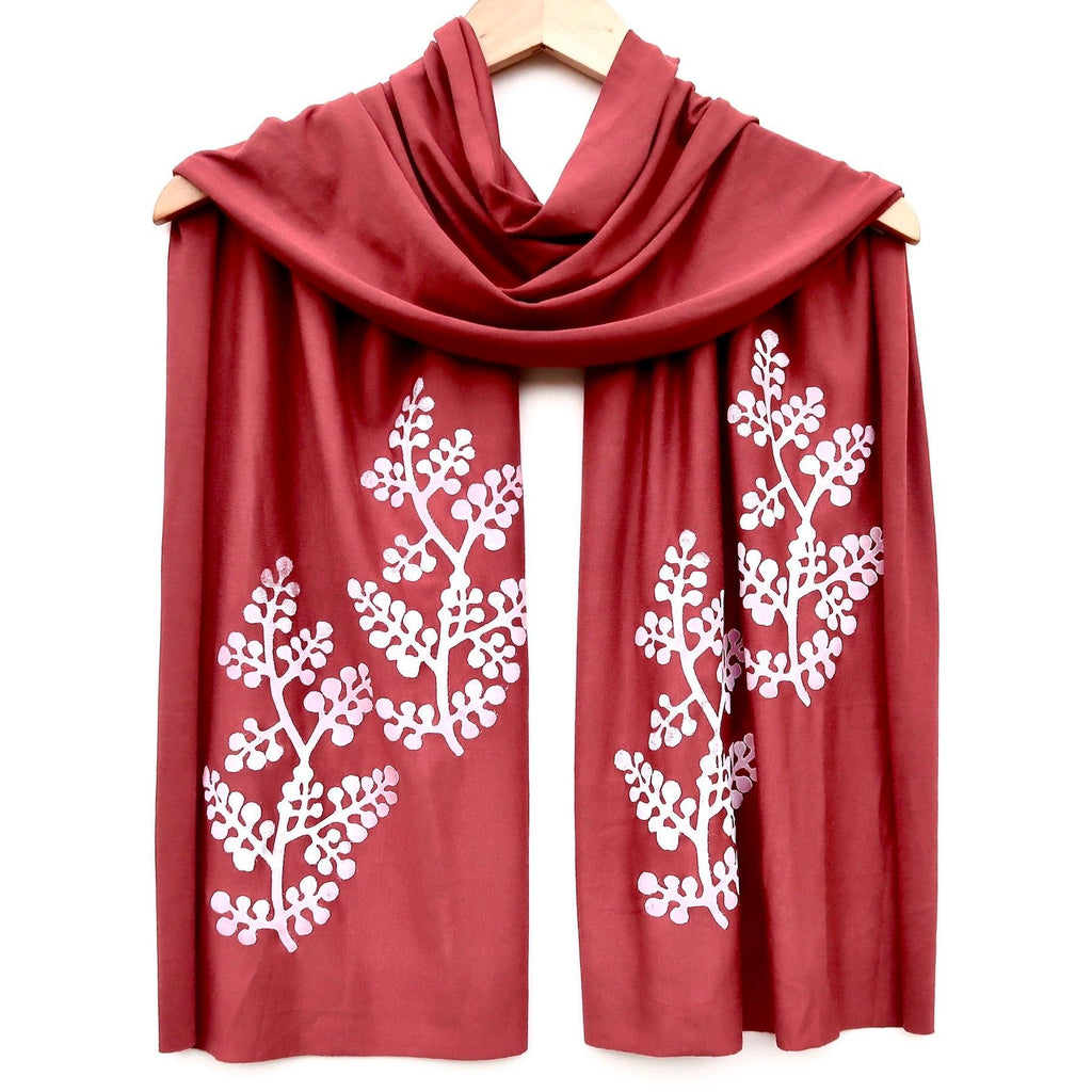 (20% Off) Scarf Wide - Cinnamon Fern (White Ink) by Windsparrow Studio