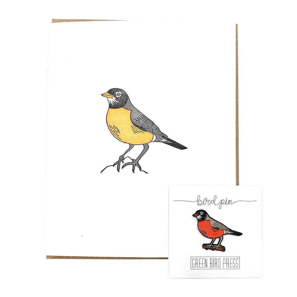 Gift Bundle - Robin Card and Enamel Pin Set by Green Bird Press