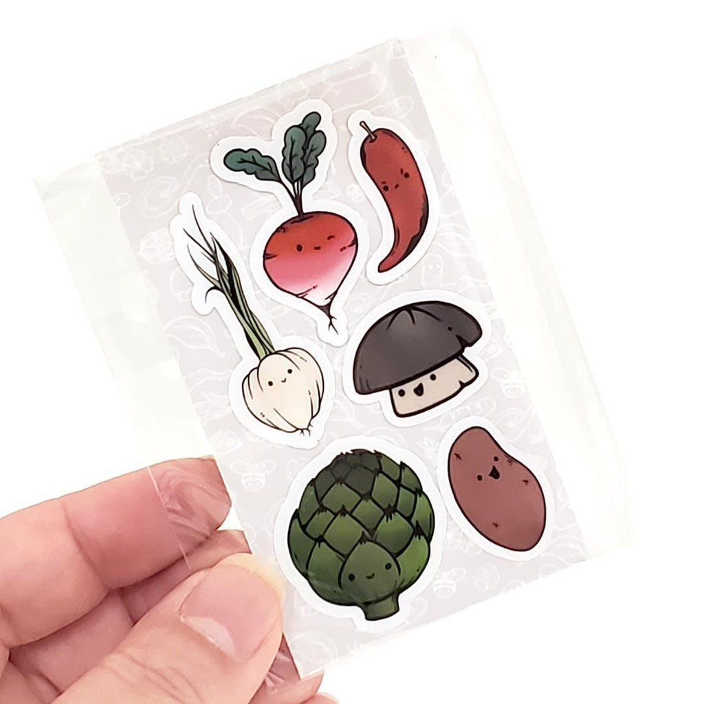 Tiny Stickers - Set of 6 - Veggie Friends (Assorted) by World of Whimm