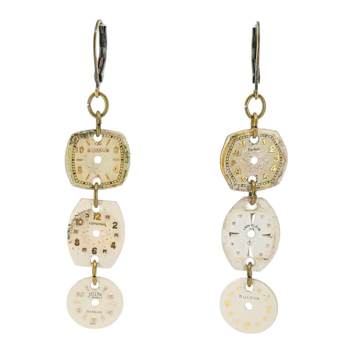 Earrings - Watch Dials Trio - Antiqued Brass by Christine Stoll