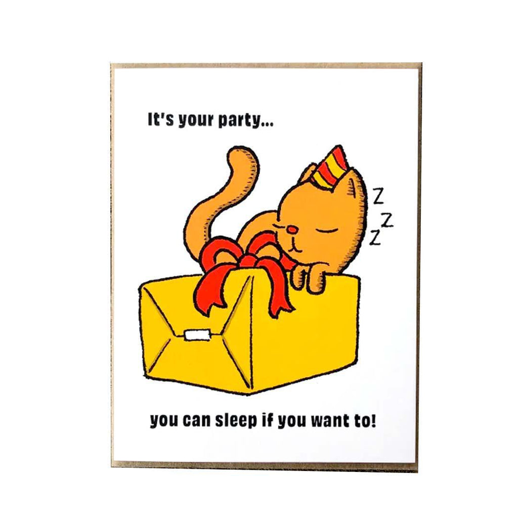 Card - Birthday - Sleepy Kitty Birthday Card by Everyday Balloons Print Shop