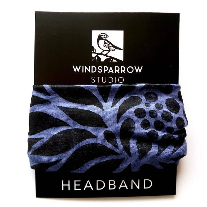 Headbands - Chrysanthemum on Denim by Windsparrow Studio