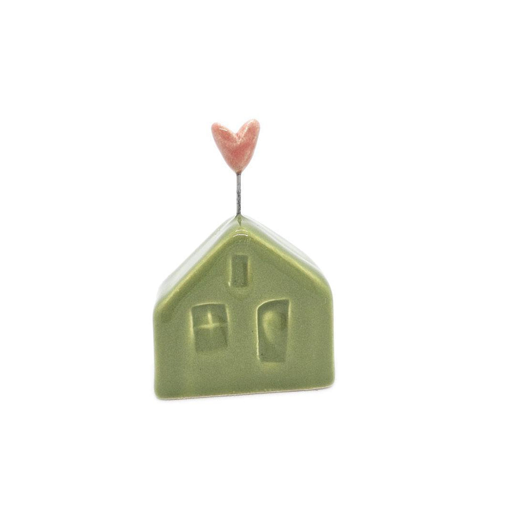 Tiny Pottery House - Grass Green with Heart (Assorted Colors) by Tasha McKelvey