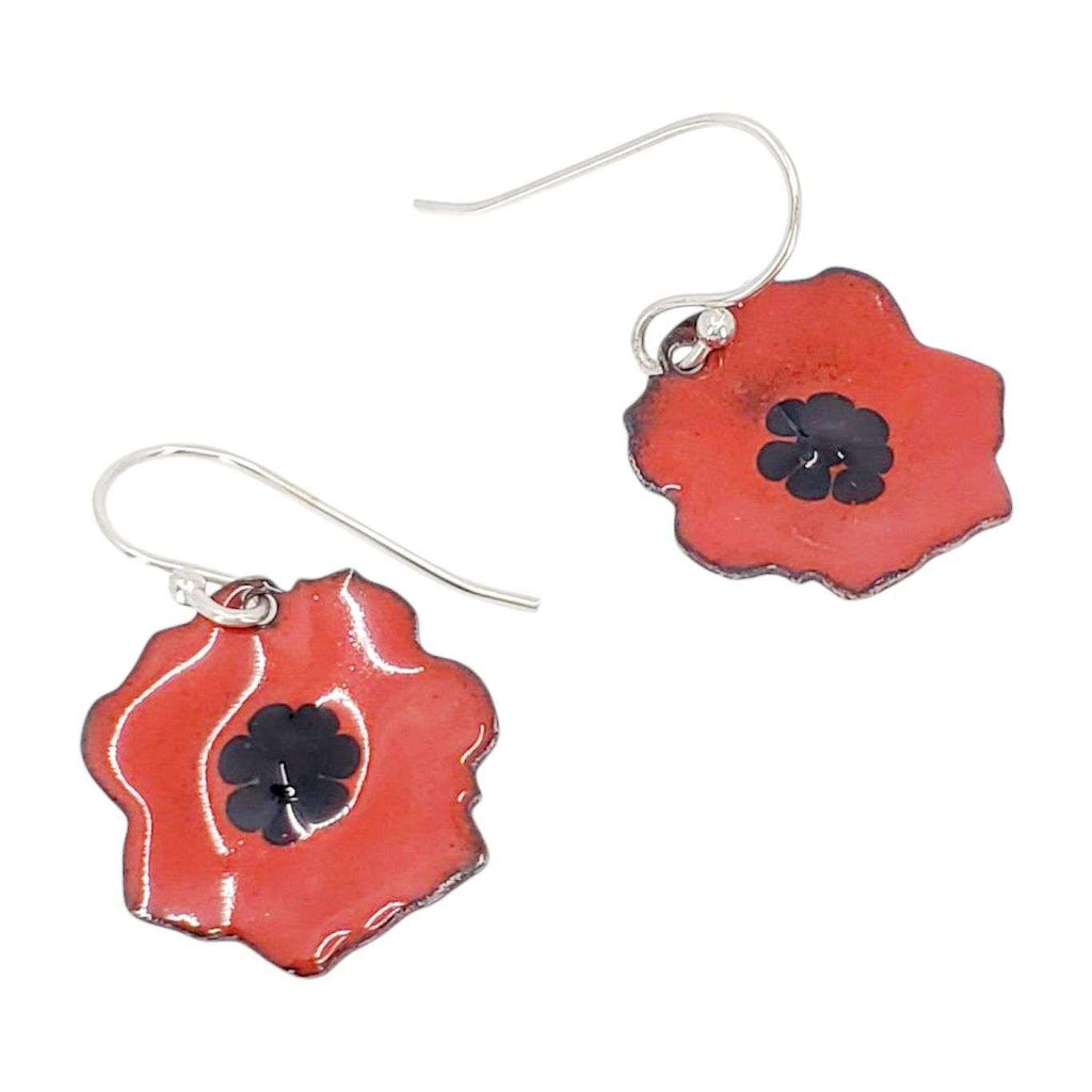 Earrings - Black Dots Small Poppy (Red) by Magpie Mouse Studios