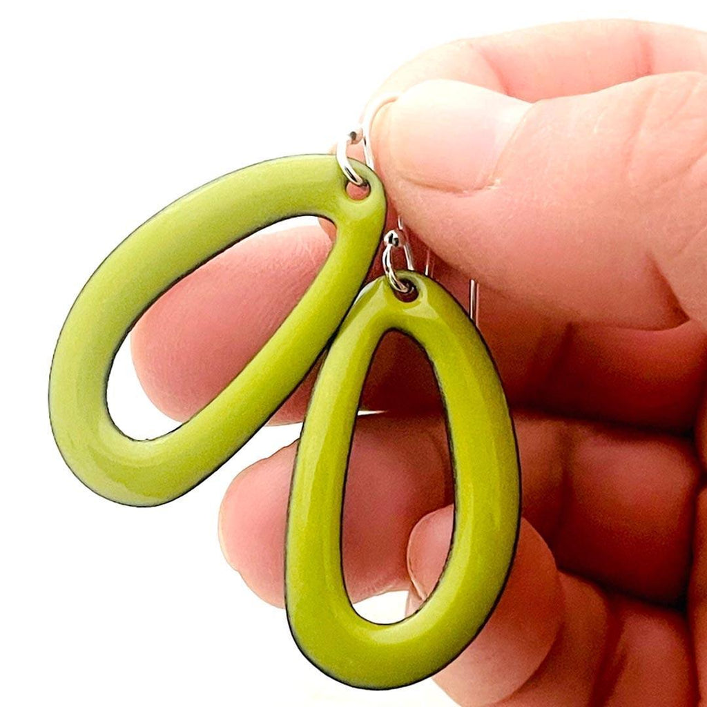 Earrings - Open Organic Oval (Chartreuse) by Magpie Mouse Studios